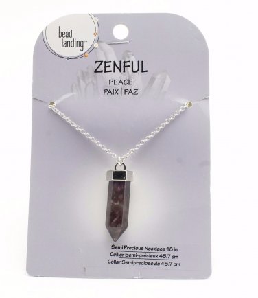 Amethyst For Peace Zenful Semi Precious Healing Chakra Gemstone 18" Necklace