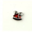 10pc Red Christmas Bells With Bow Holiday Decoration Floating Charm For Lockets