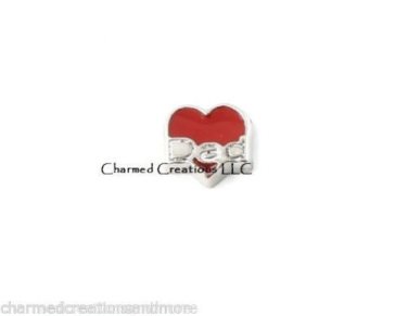 10pc Lot Red Heart Dad Love Floating Charm For Glass Memory Locket Necklace