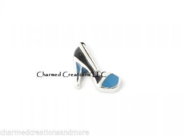 10pc Blue & Black High Heel Stiletto Shoe Floating Charm For Memory Lockets