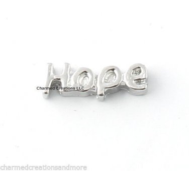 10pc Lot Silver Tone HOPE Script Floating Charm For Glass Memory Locket Necklace