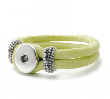 Interchangeable Button Snap Charm Bracelet Leather Like Reptile Print 18mm S29-4