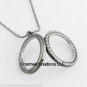 10pc Lot 30mm Round CZ Gun Metal Floating Charm Memory Locket & Chain Necklace