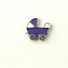 10pc Purple Baby Girl Stroller Carriage With Crystals Floating Charm For Lockets