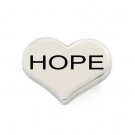 Hope Silver Tone Heart Floating Charm For Glass Memory Locket Necklaces