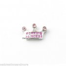 10pc Mommy's Princess Crown Tiara Pink Floating Charm For Glass Memory Locket