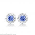 Bella Bridal Halo 2.52ct Cubic Zirconia March Birthstone Stud Earrings