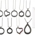 12pc Assorted Lot 25mm 30mm Round Teardrop Heart Floating Charm Locket Necklace