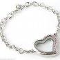 SECURITY CLASP 5pc Lot Pink Crystal Heart Floating Charm Memory Locket Bracelet