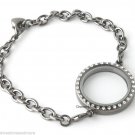 SECURITY CLASP 10 Lot 30mm Round Gunmetal Floating Charm Locket Bracelet Black