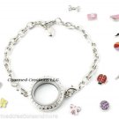 5pc Lot 25mm Mini Round Floating Charm Locket Bracelet With Crystals Reversible