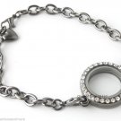 SECURITY CLASP 5 Lot 25mm Gunmetal Round Floating Charm Locket Bracelet Black