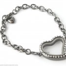 SECURITY CLASP 10pc Lot Gunmetal CZ Heart Floating Charm Locket Bracelet Black