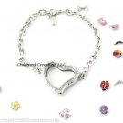 10pc Lot Reversible Crystal Heart Floating Charm Glass Memory Locket Bracelet