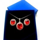 Rare Fire Orange CZ Cubic Zirconia 18" Necklace and Earring Set