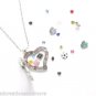 10pc Lot Pink CZ Heart Shape Silver Floating Charm Memory Locket Necklace Chain
