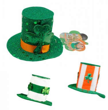 10pc Lot St. Patrick's Day Hair Clip Lucky Leprechauns Irish Fascinator Top Hat