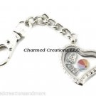 5pc Wholesale Lot Crystal Heart Floating Charm Memory Locket Key Chain