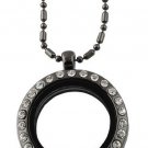 10pc Wholesale Lot 25mm Round CZ Gun Metal Floating Charm Memory Locket Necklace