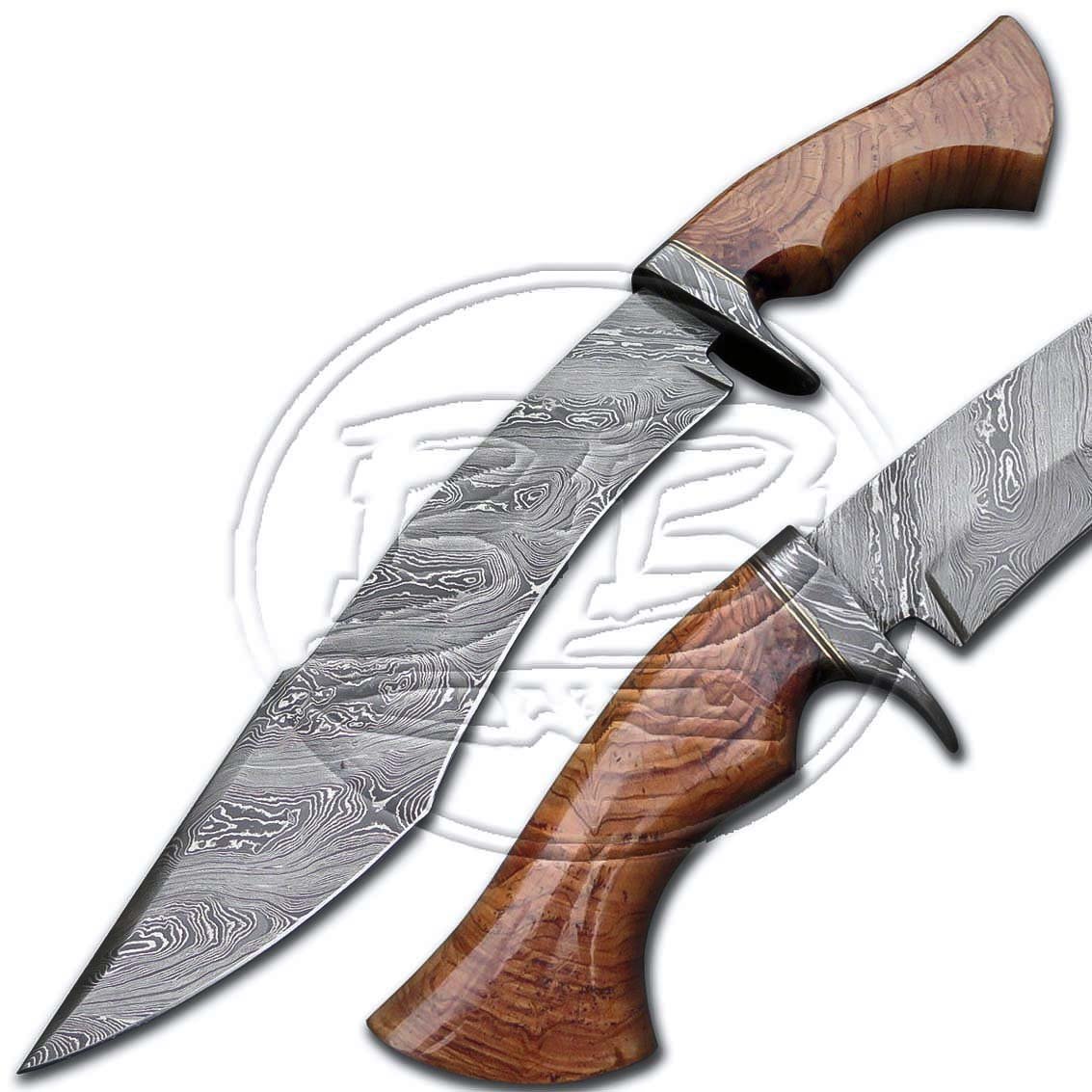 15″ Custom Hand Forged Damascus Steel walnut Wood Hunting Knife (BB-H981)