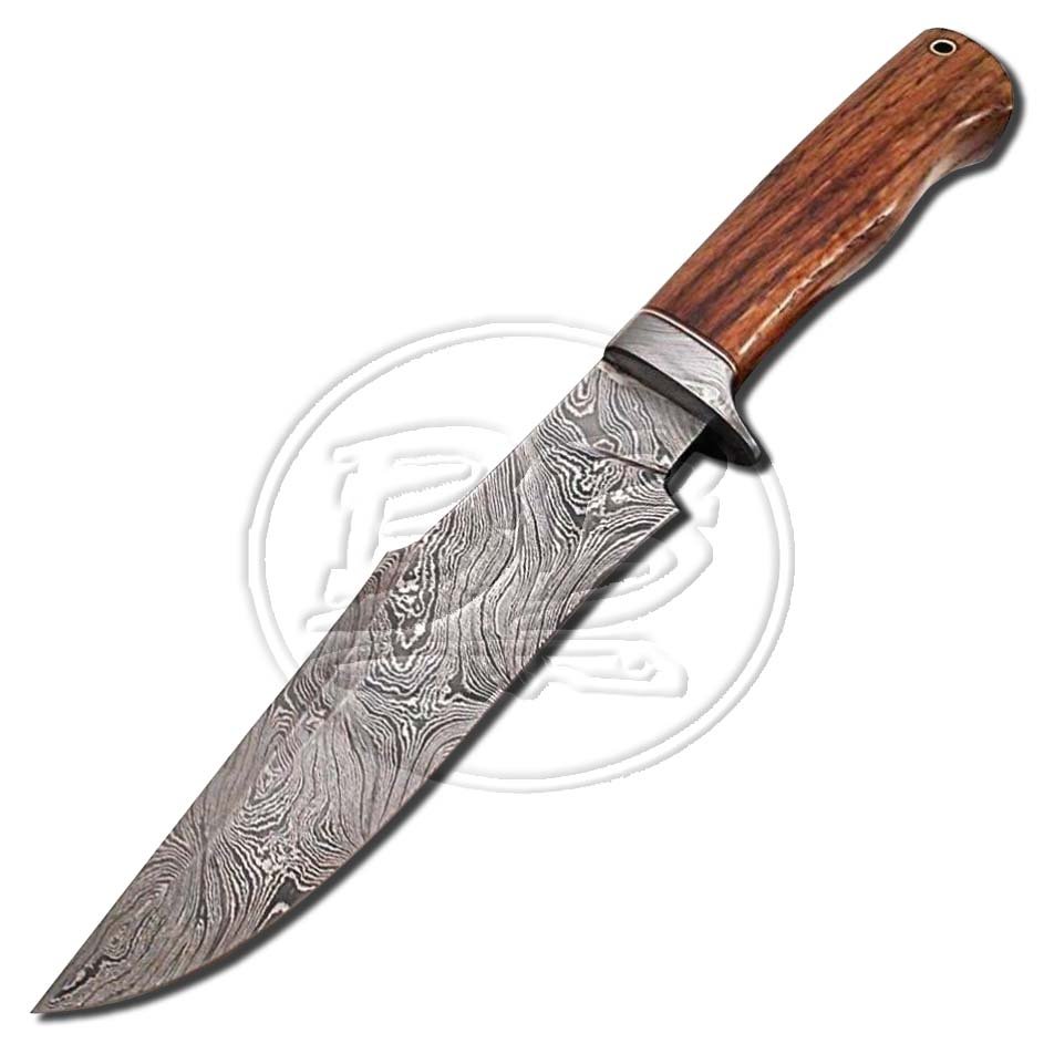 12.25″ Custom Hand Forged Damascus Steel Bowie walnut Wood Knife (BB-BW1006)