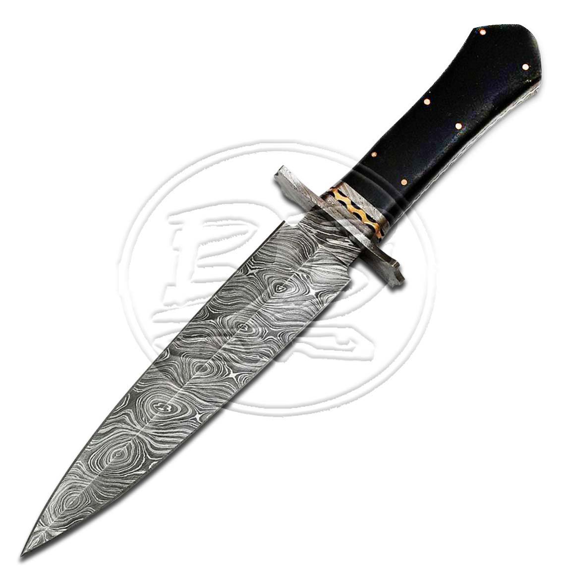 13″ Custom Hand Forged Damascus Steel Double Edged Dagger Black Micarta Knife (BB-DG1003)