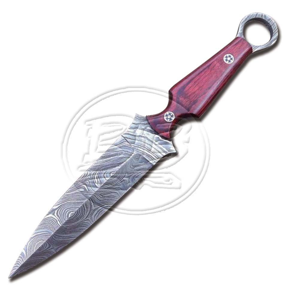 10″ Custom Hand Forged Damascus Steel Double Edged Dagger Pakka Wood Knife (BB-DG1008)