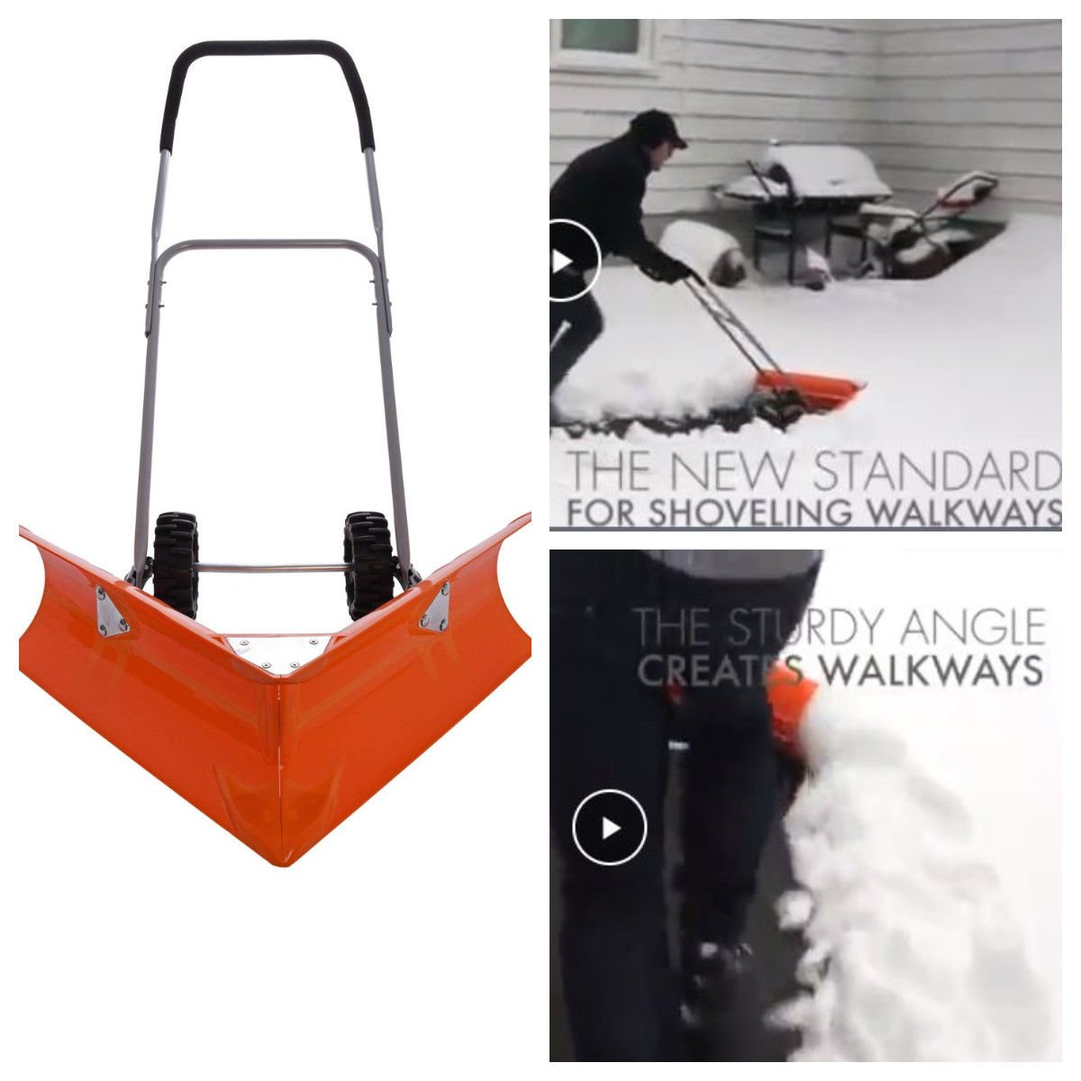 Snow Shovel Dual Angle Snow Pusher Manual Push Plow for Walkways ...