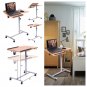 Bedside Laptop Table Desk Adjustable Raised Angle Top Rolling Swivel Stand Cart