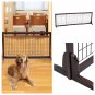 Wood Gate For Dogs Adjustable Free Stand Pet Kids Safety Expandable Extra Wide