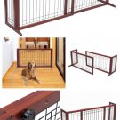 Wood Gate For Dogs Free Standing Adjustable Expandable Extra Wide 40" to 71" L