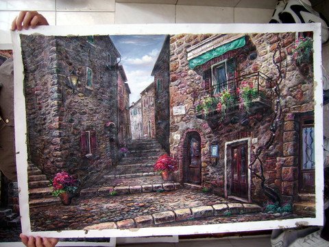 100% handmade excellent scenery oil painting on canvas