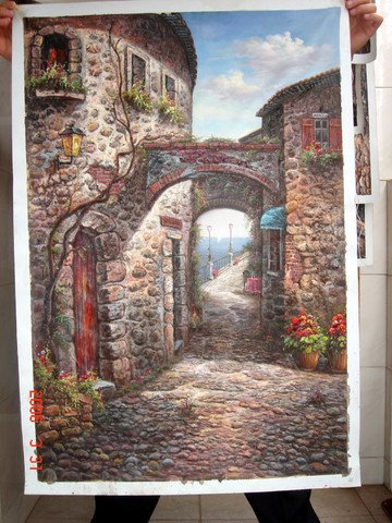 100% handmade excellent scenery oil painting on canvas