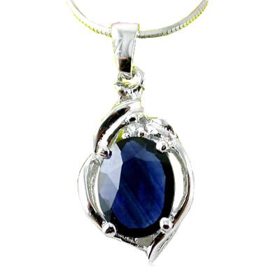 Brand 'LIYING' 925 Sterling Silver Pendants with Nature Blue Diamond