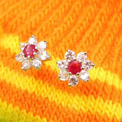 Brand 'LIYING' Fashion 925 Sterling Silver Earrings with Nature Ruby