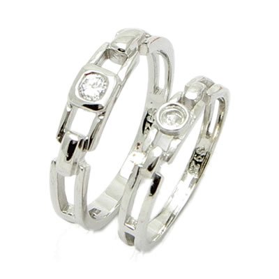 Brand 'LIYING' 925 Sterling Silver Lovers' Ring with Natural Diamond