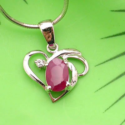Brand 'LIYING' Charming 925 Sterling Silver Pendant with Natural Ruby