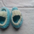 Blue crocheted newborn side buttoned loafers