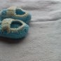 Blue crocheted newborn side buttoned loafers