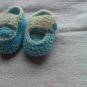 Blue crocheted newborn side buttoned loafers