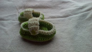 Light green newborn button sided loafers