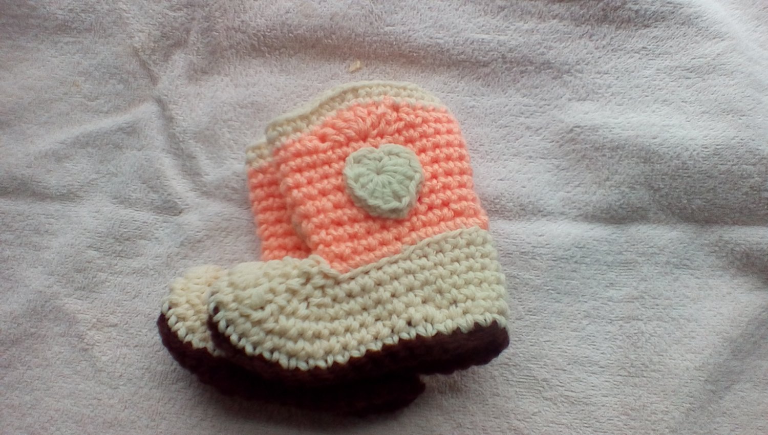 Peach and cream newborn cowboy booties