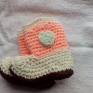 Peach and cream newborn cowboy booties
