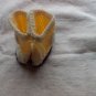 Newborn yellow and cream crocheted cowboy booties