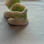 Newborn green and cream crocheted cowboy booties