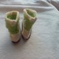 Newborn green and cream crocheted cowboy booties