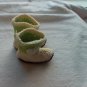 Newborn green and cream crocheted cowboy booties