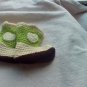 Newborn green and cream crocheted cowboy booties