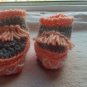 Newborn two toned peach and gray moccasins