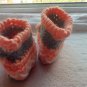 Newborn two toned peach and gray moccasins